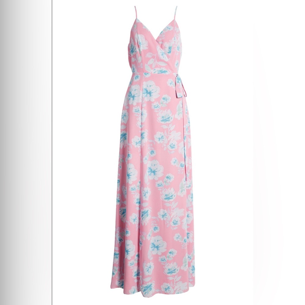 WAYF The Angelina Floral Wrap Gown - Mauve Floral NWOT